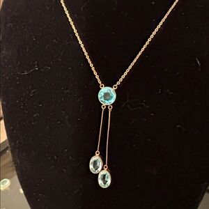 Edwardian Negligee Necklace Blue Stones In Yellow Gold